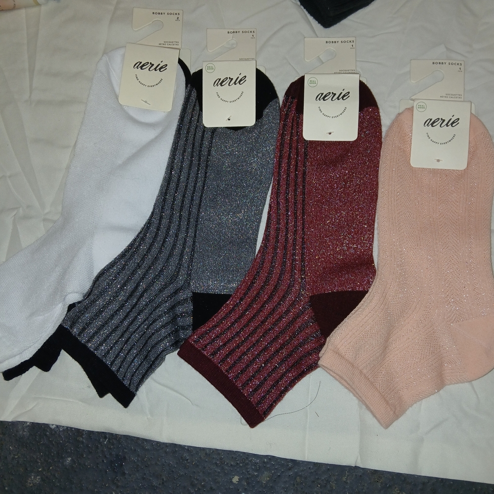 Aerie Women's Sparkle Socks Set - White, Black, Gray, Red, Pink